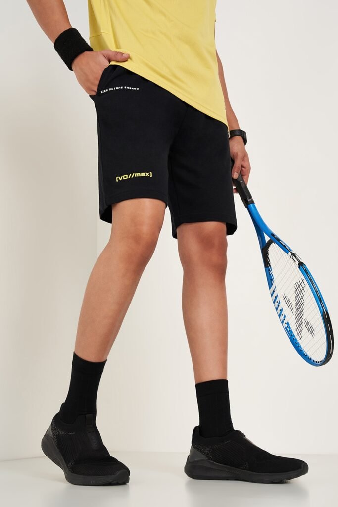 Ajile Black Printed Knee Length Athleisure Men Regular Fit Shorts
