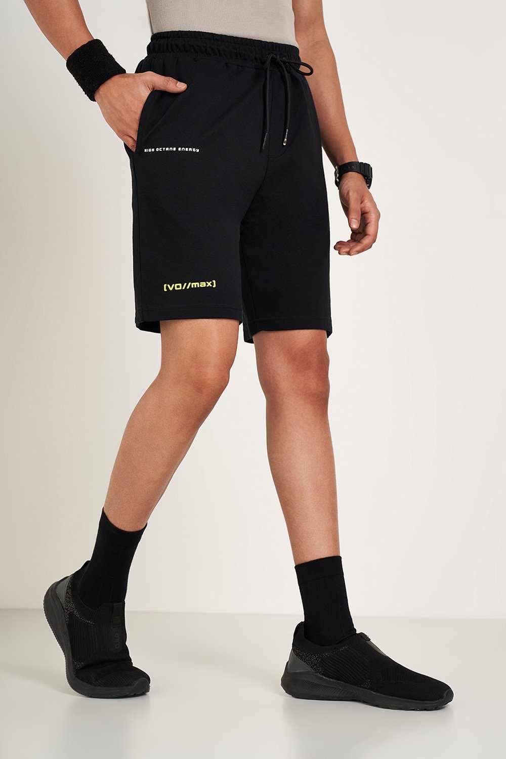 Ajile Black Printed Knee Length Athleisure Men Regular Fit Shorts