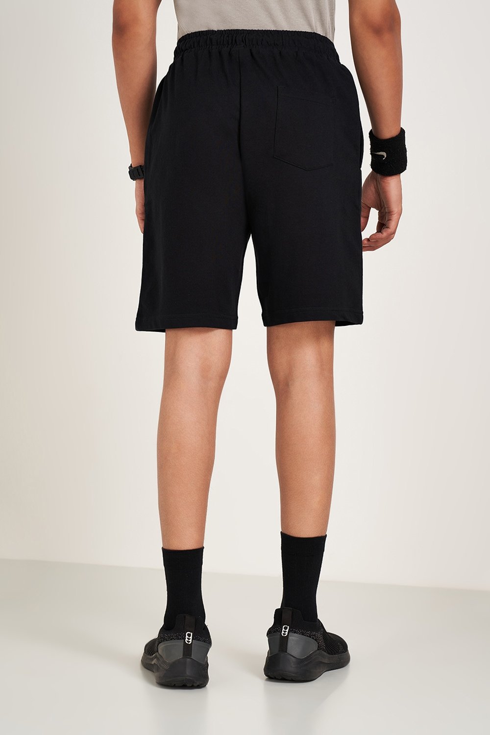 Ajile Black Printed Knee Length Athleisure Men Regular Fit Shorts