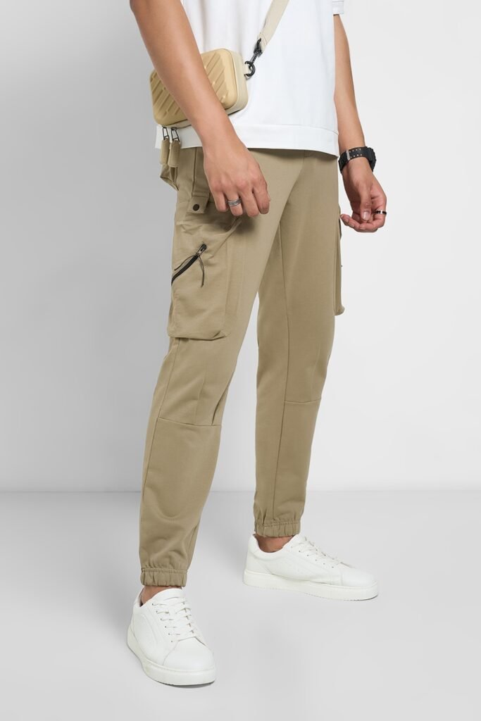 Street 808 Beige Solid Casual Men Joggers