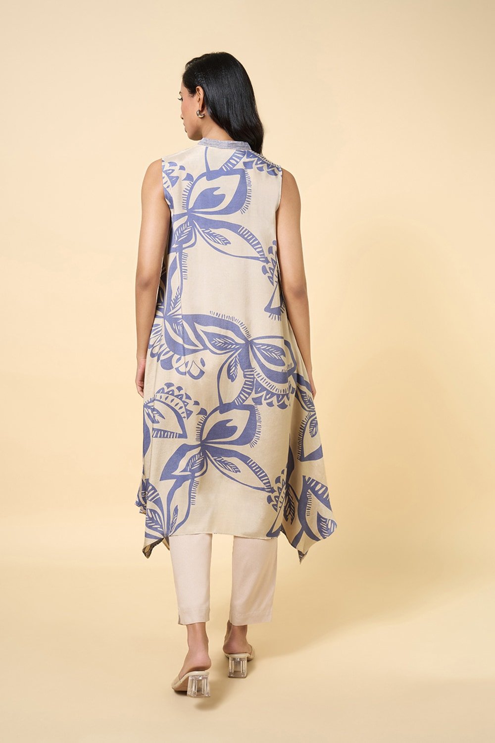 Marigold Lane Medium Blue Printed Midi Casual Women Relaxed Fit Kurta
