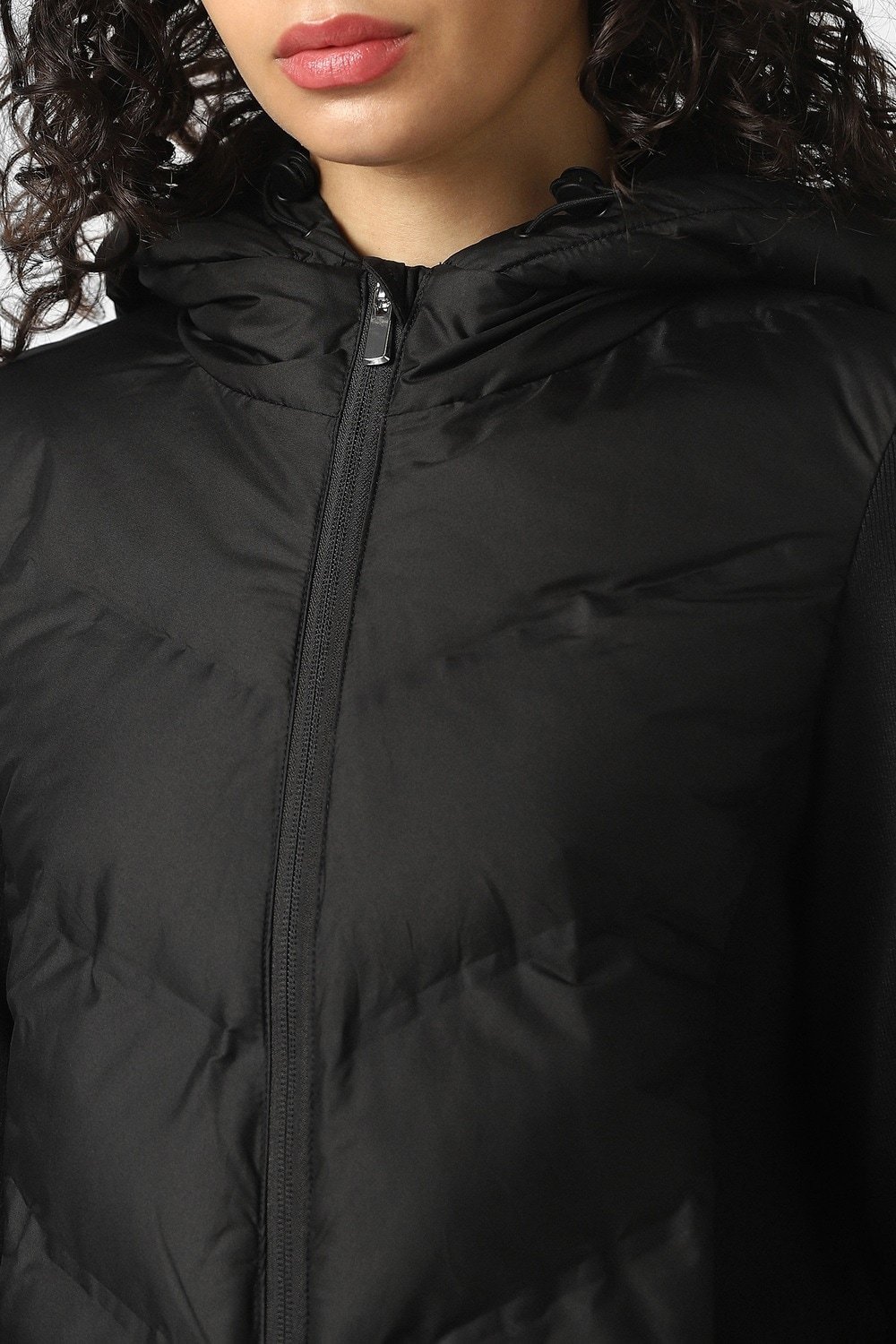 Van Heusen Black Solid Casual Full Sleeves Hood Women Regular Fit Jacket