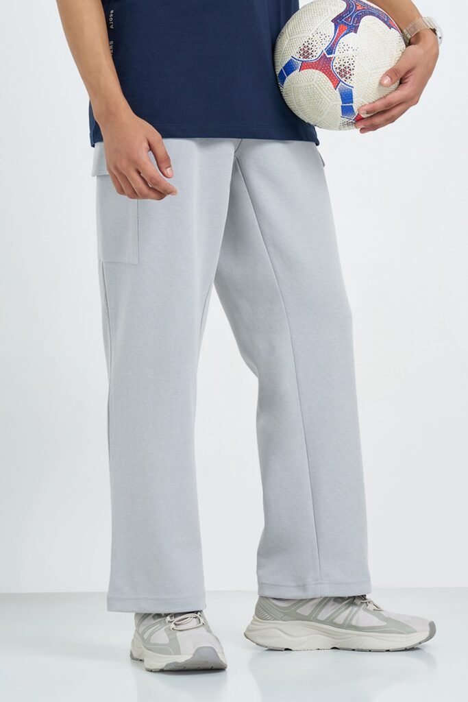 Ajile Light Grey Solid Cargo Track Pant