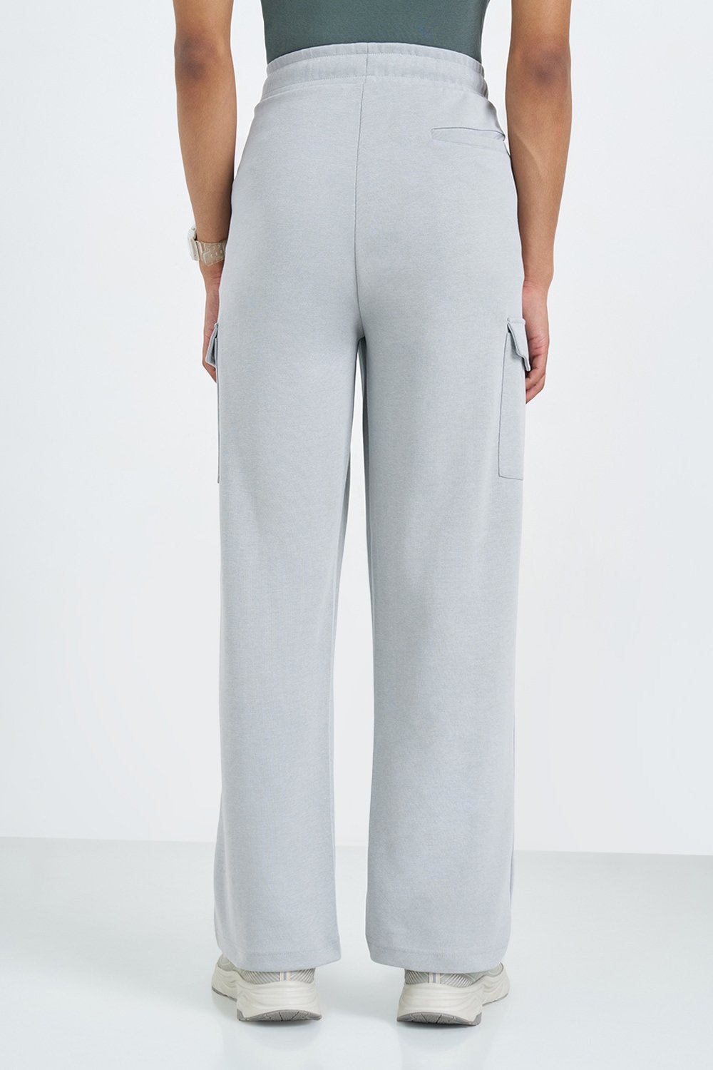 Ajile Light Grey Solid Cargo Track Pant