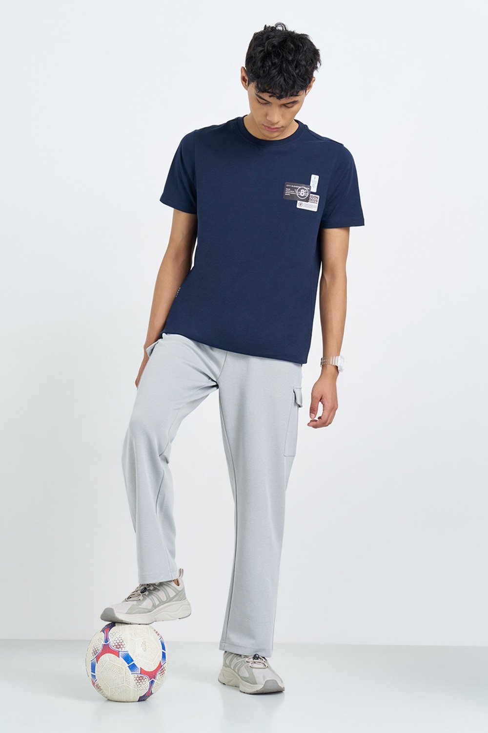 Ajile Light Grey Solid Cargo Track Pant