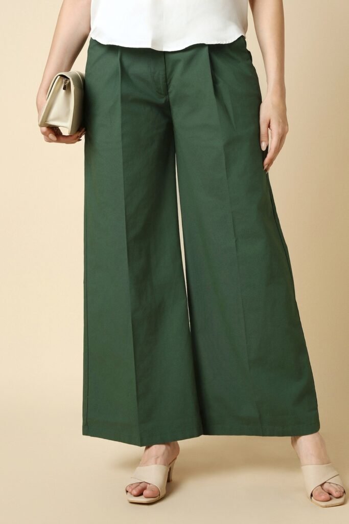 Allen Solly Green Solid Casual Women Regular Fit Trouser