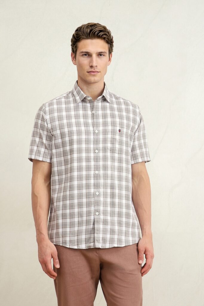 Louis Philippe White Men Checked Slim Fit Shirt
