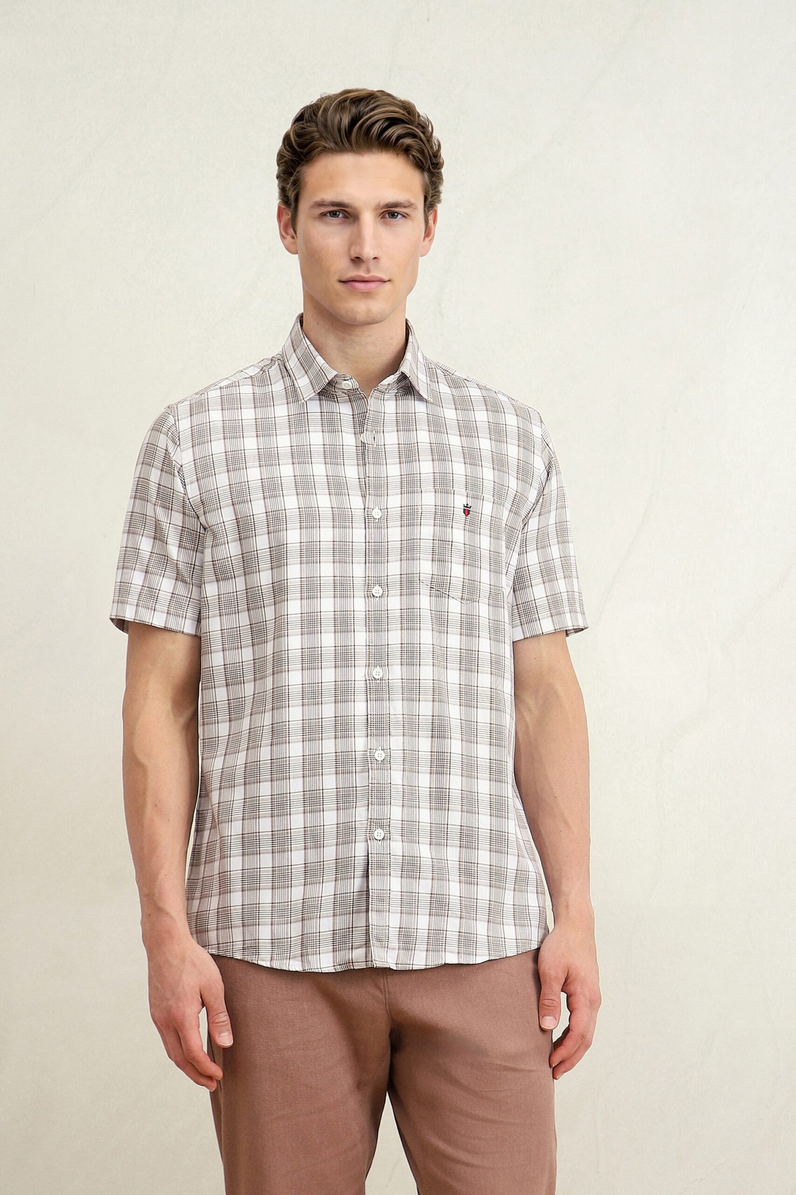 Louis Philippe White Men Checked Slim Fit Shirt
