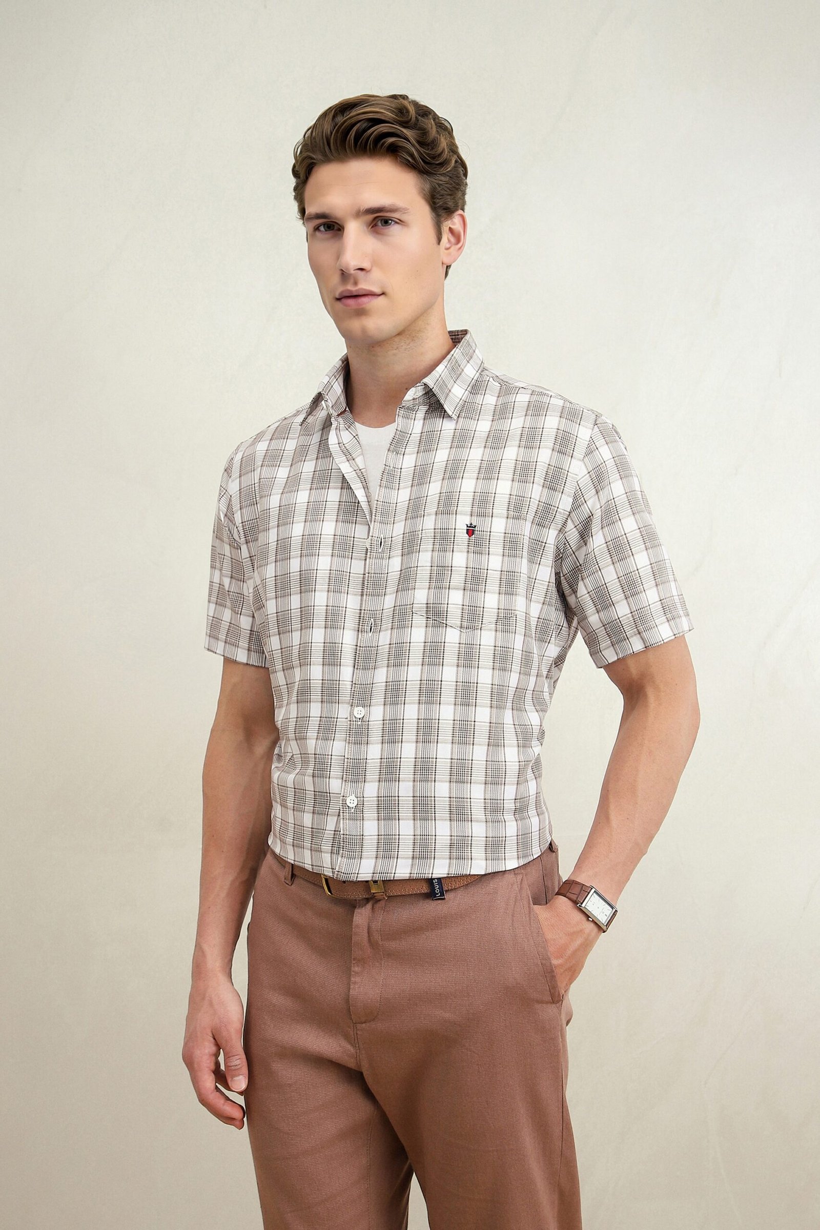 Louis Philippe White Men Checked Slim Fit Shirt