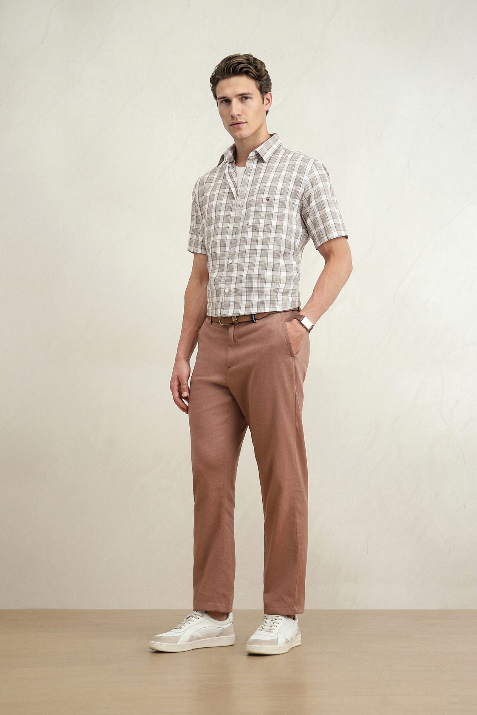 Louis Philippe White Men Checked Slim Fit Shirt