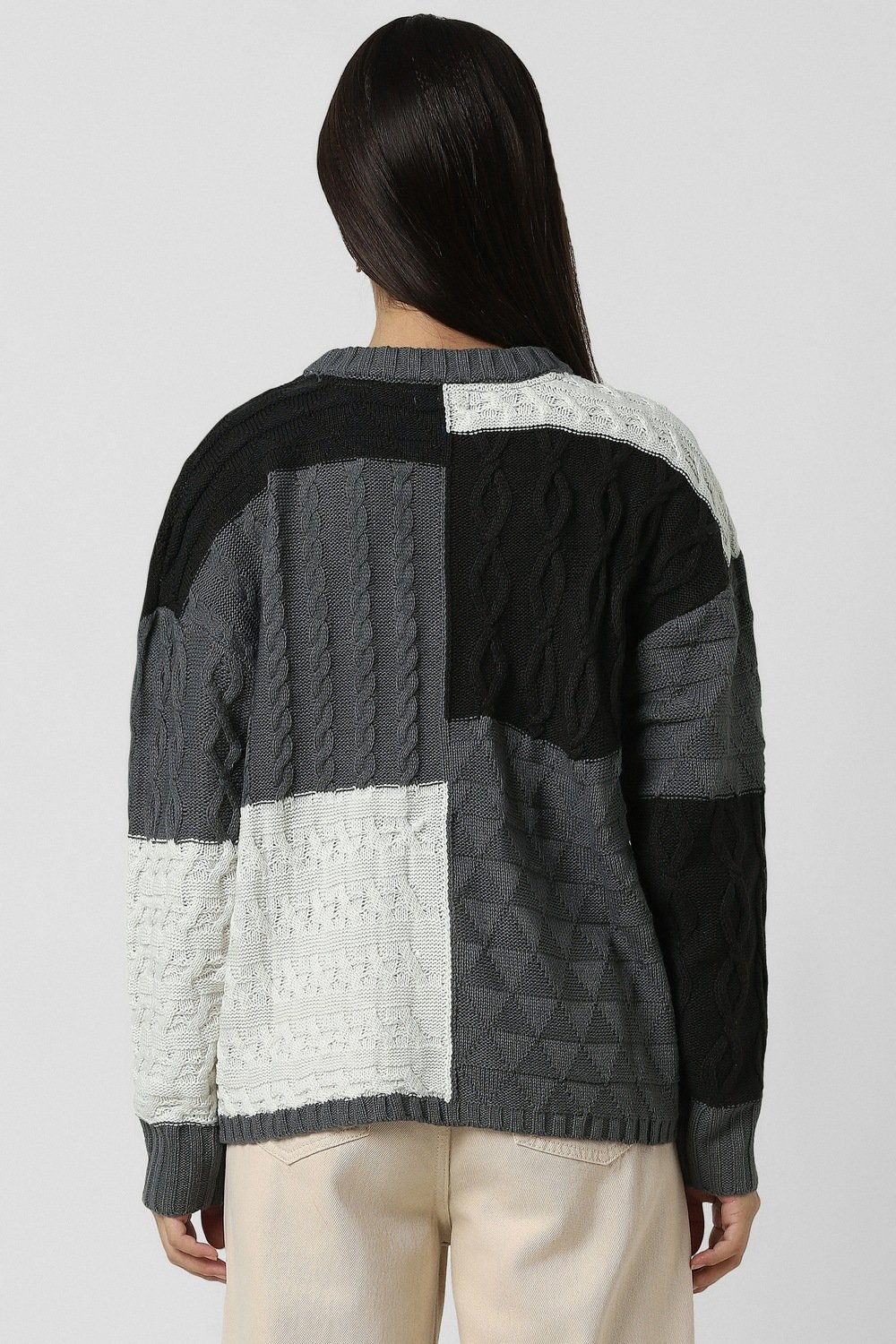Van Heusen Medium Grey Women Printed Regular Fit Sweater