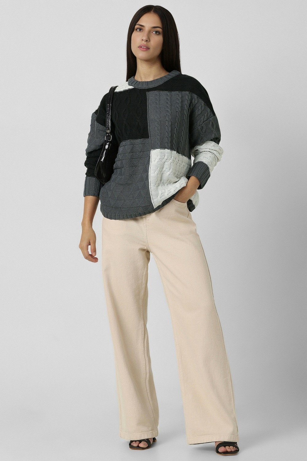Van Heusen Medium Grey Women Printed Regular Fit Sweater