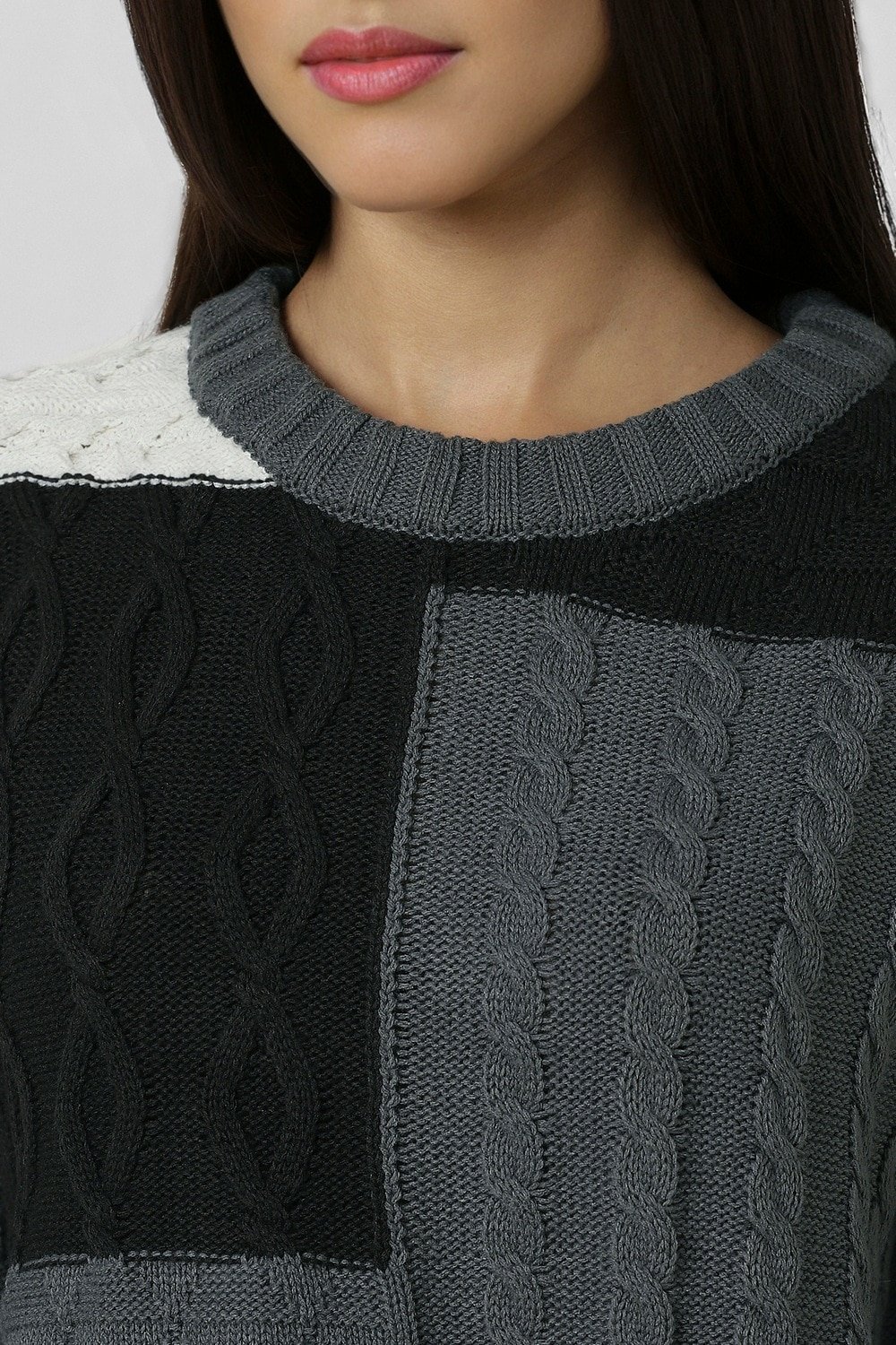 Van Heusen Medium Grey Women Printed Regular Fit Sweater
