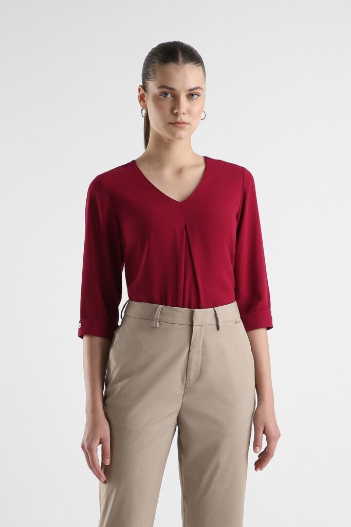 Van Heusen Maroon Women Solid Regular Fit Top