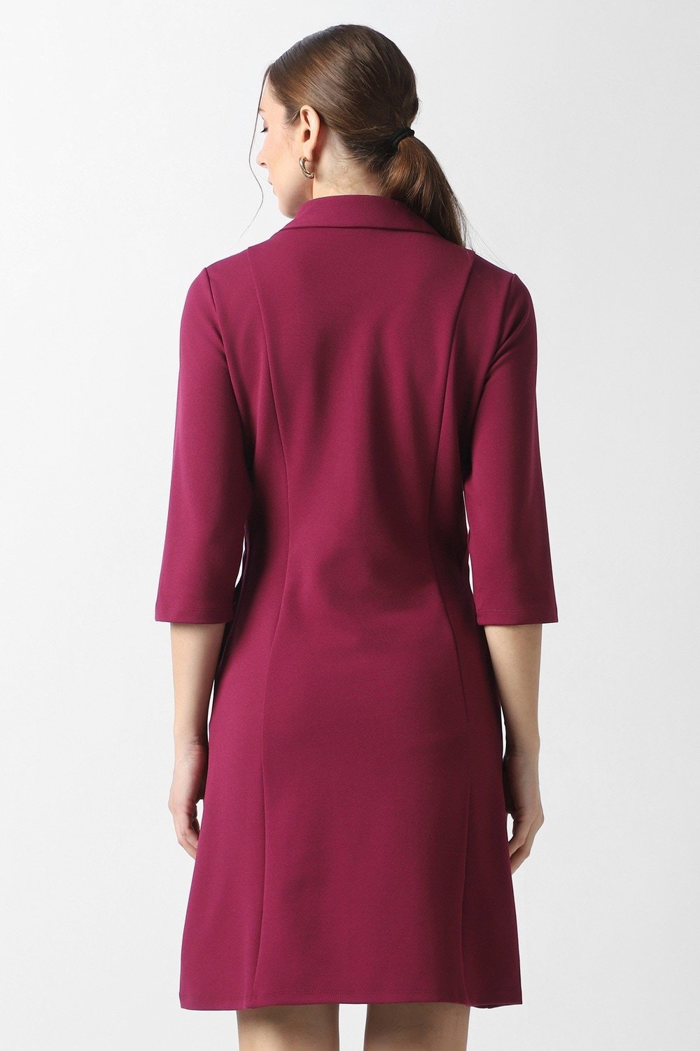 Van Heusen Wine Women Solid Regular Fit Dress