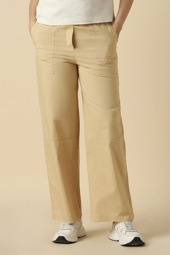 Allen Solly Beige Women Solid Regular Fit Trousers