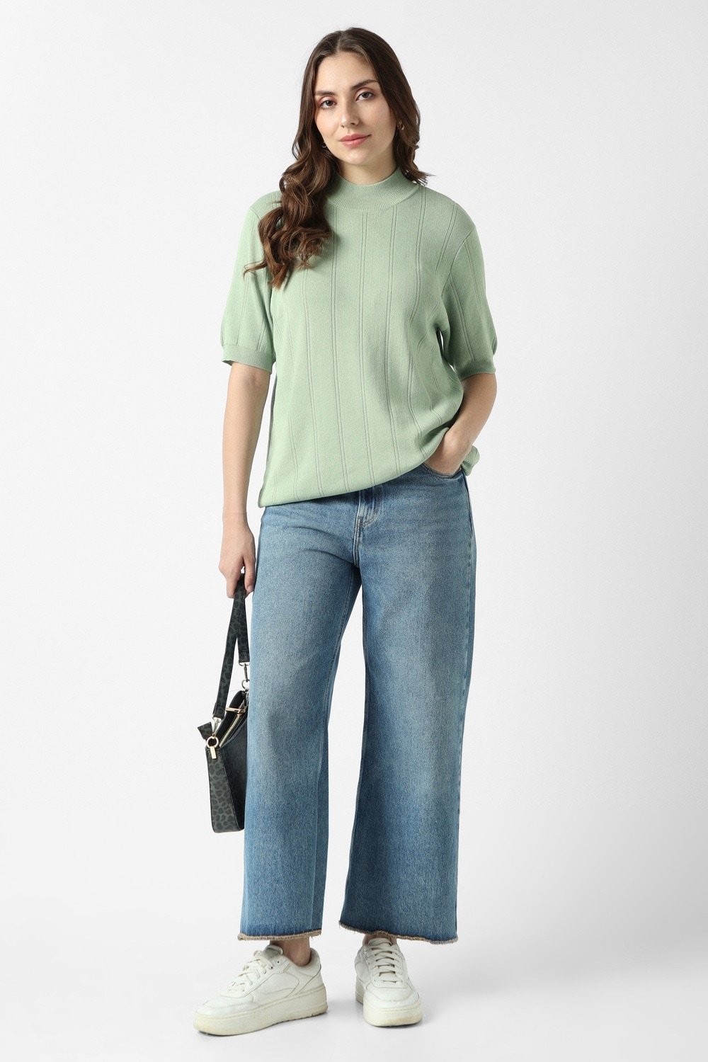 Van Heusen Light Green Women Textured Regular Fit Top