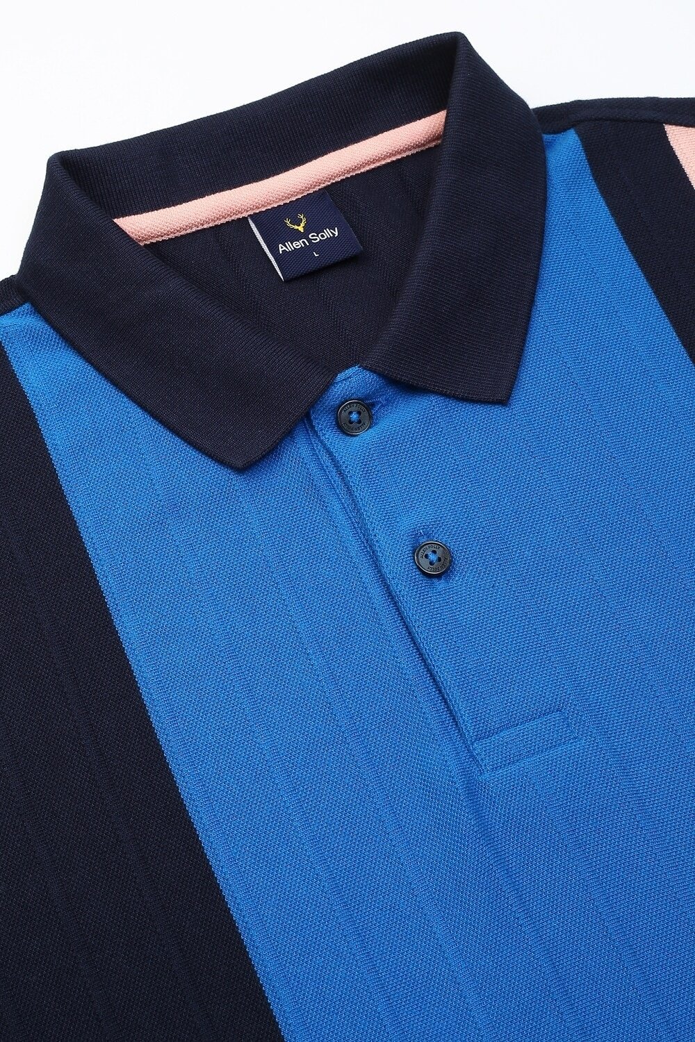 Allen Solly Navy Colourblocked Casual Half Sleeves Polo Collar Men Regular Fit T-Shirts